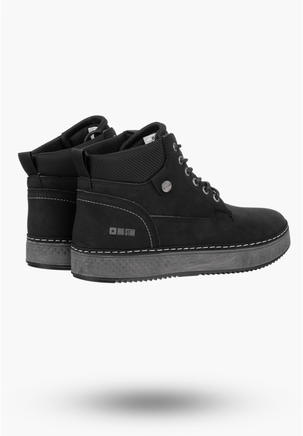 Buty Męskie BIG STAR Trzewiki Czarne Eko Skóra OO174559
