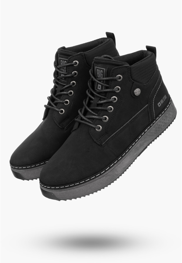 Buty Męskie BIG STAR Trzewiki Czarne Eko Skóra OO174559