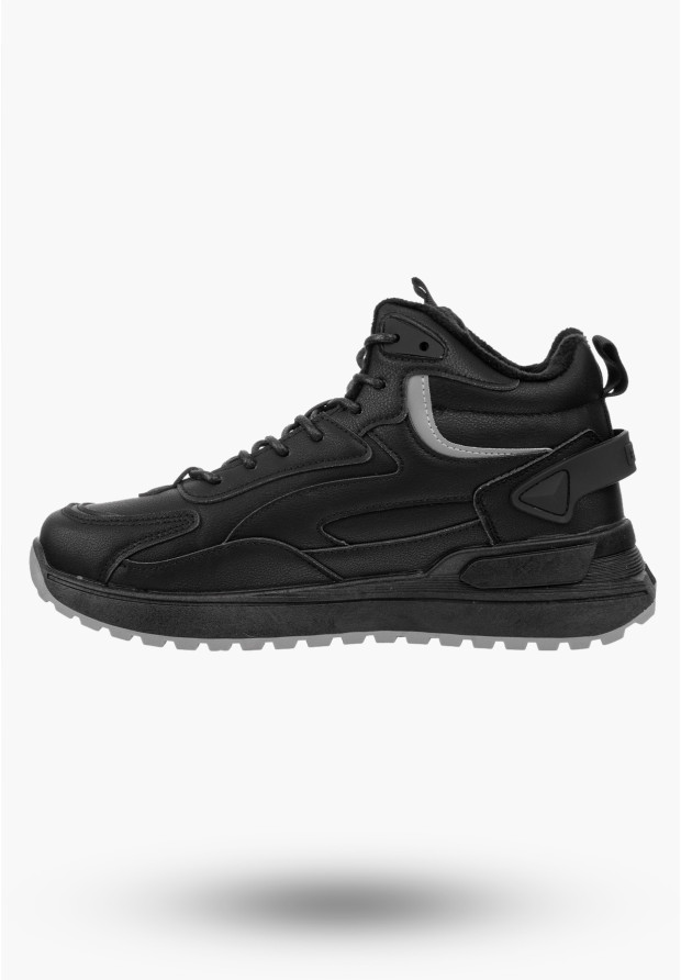 Buty Męskie BIG STAR Trzewiki Czarne Sneakersy Eko Skóra OO174678
