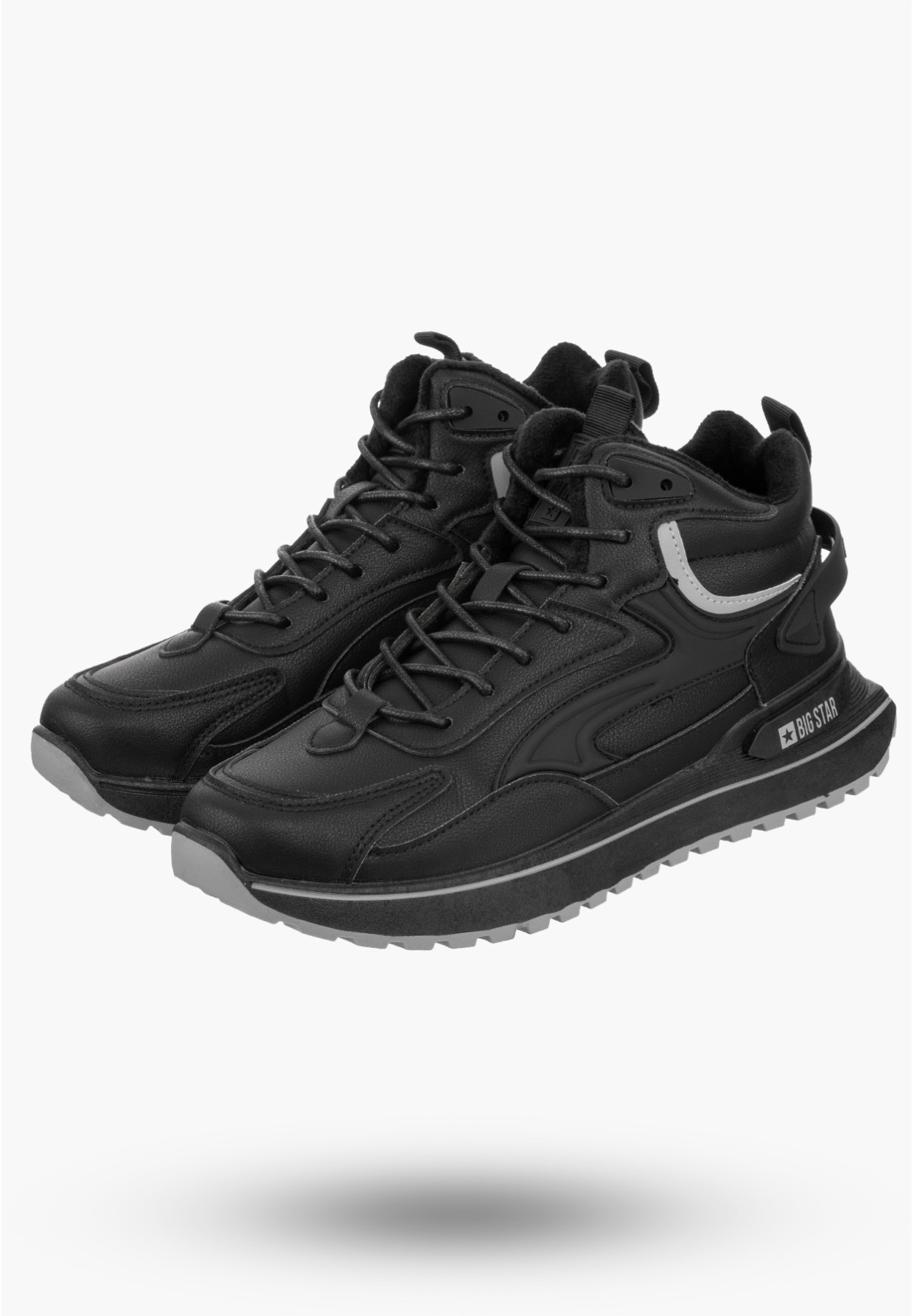 Buty Męskie BIG STAR Trzewiki Czarne Sneakersy Eko Skóra OO174678