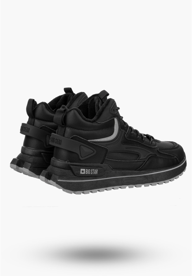 Buty Męskie BIG STAR Trzewiki Czarne Sneakersy Eko Skóra OO174678