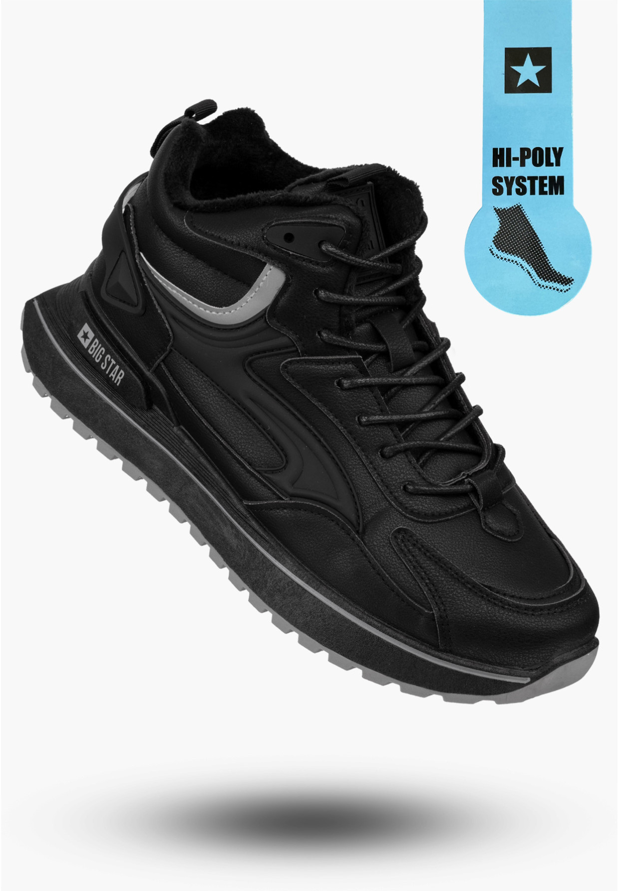 Buty Męskie BIG STAR Trzewiki Czarne Sneakersy Eko Skóra OO174678