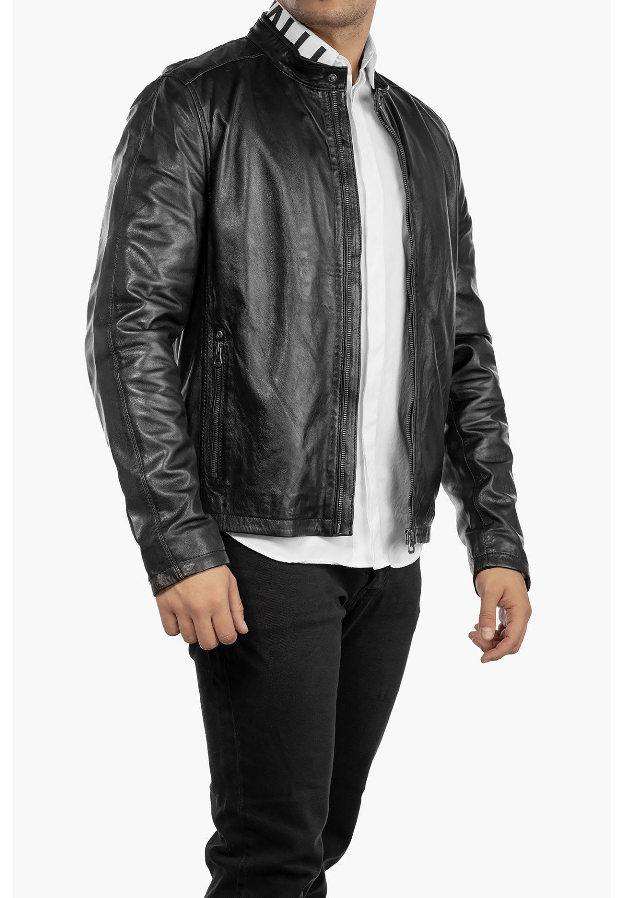 Kurtka Męska z Owczej Skóry GIPSY Skóra na stójce Czarna 1201-0662