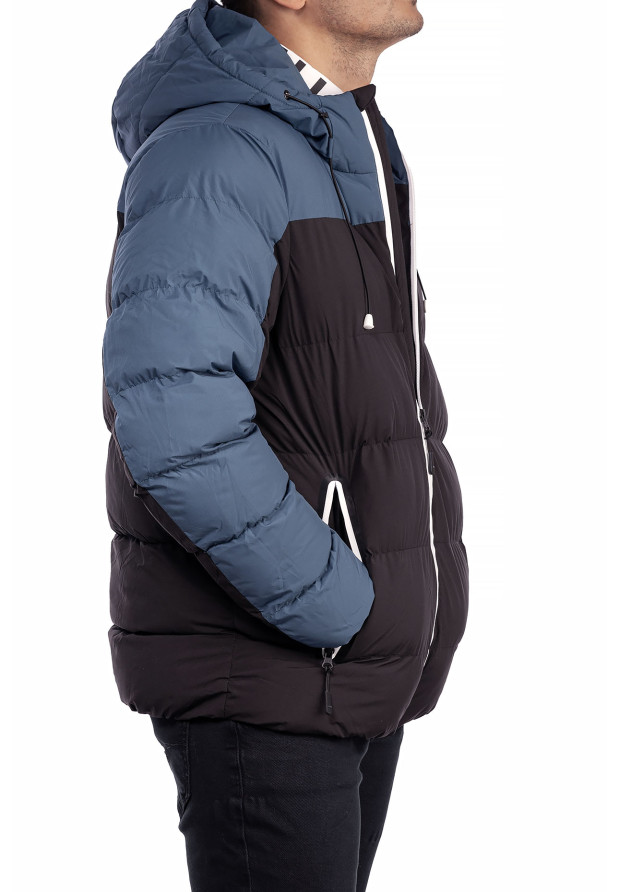 Kurtka Męska Zimowa Puchowa Czarno Niebieska CROSS JEANS INDIGO