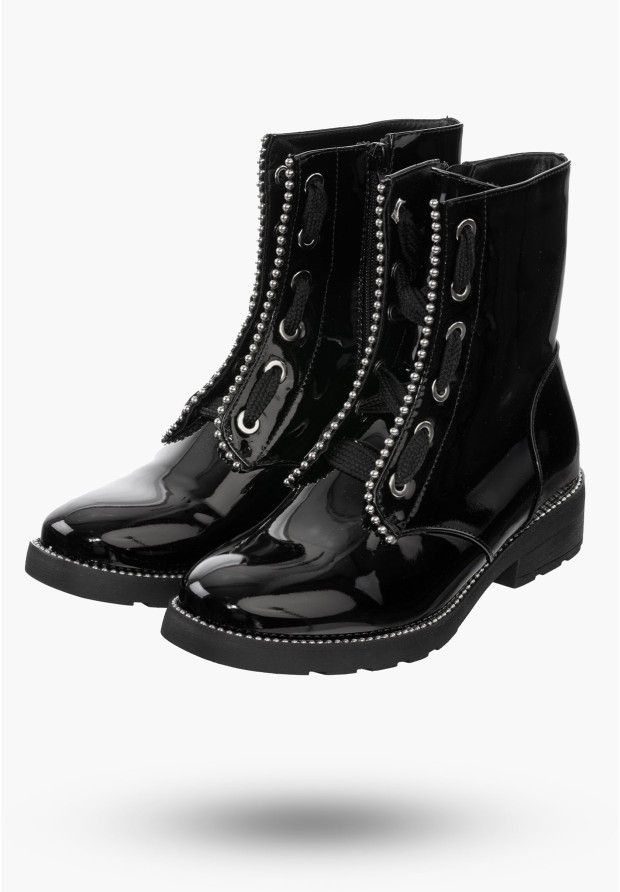 Buty Damskie Botki Czarne Trzewiki Na Zimę J20X2
