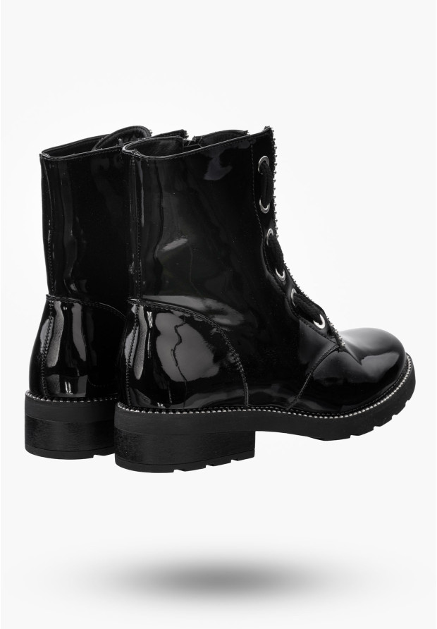 Buty Damskie Botki Czarne Trzewiki Na Zimę J20X2