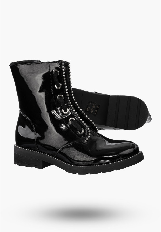 Buty Damskie Botki Czarne Trzewiki Na Zimę J20X2