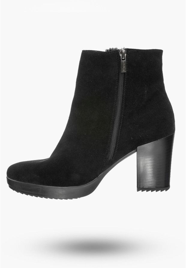 Buty Damskie Botki Czarne Na Słupku Na Zimę 908