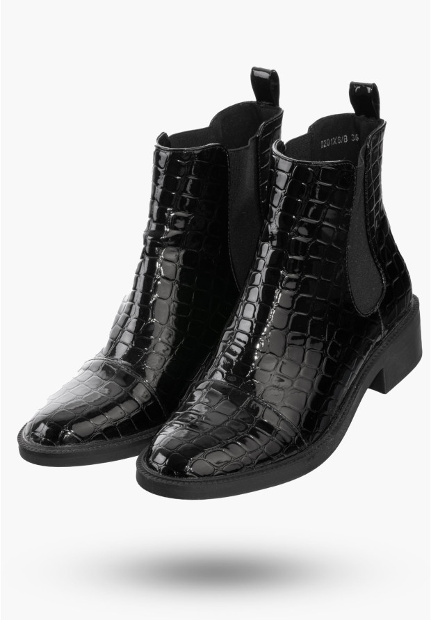 Buty Damskie Botki Czarne Sztyblety Modne Na Zimę D201X6