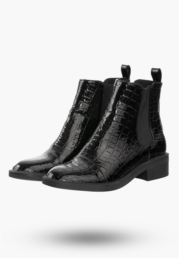 Buty Damskie Botki Czarne Sztyblety Modne Na Zimę D201X6