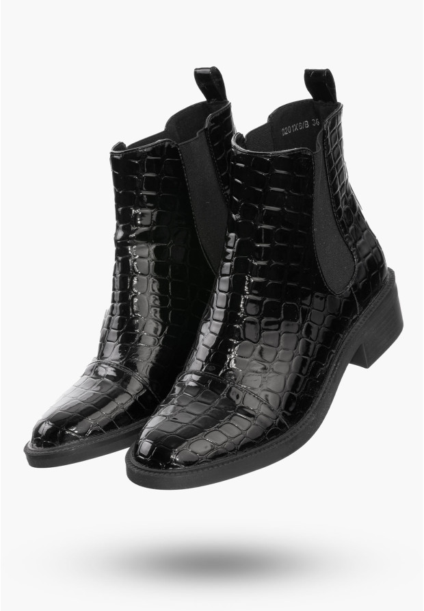 Buty Damskie Botki Czarne Sztyblety Modne Na Zimę D201X6