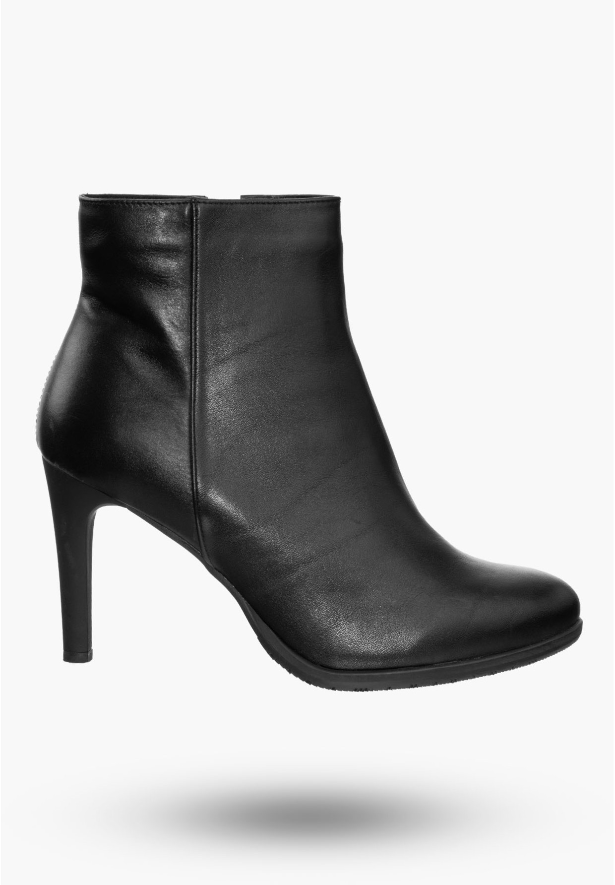 Buty Damskie Botki Czarne Skórzane Na Wysokim Obcasie Na Zimę B-263