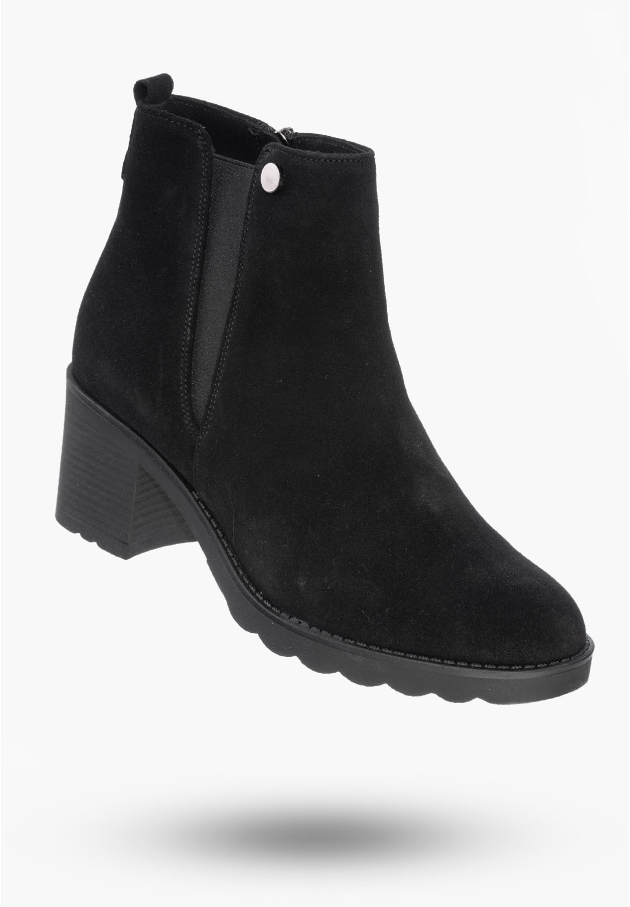 Buty Damskie Botki Na Obcasie Czarne Z Ociepleniem Na Zimę B351