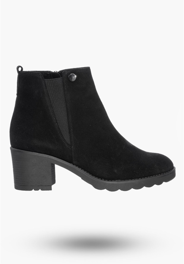 Buty Damskie Botki Na Obcasie Czarne Z Ociepleniem Na Zimę B351