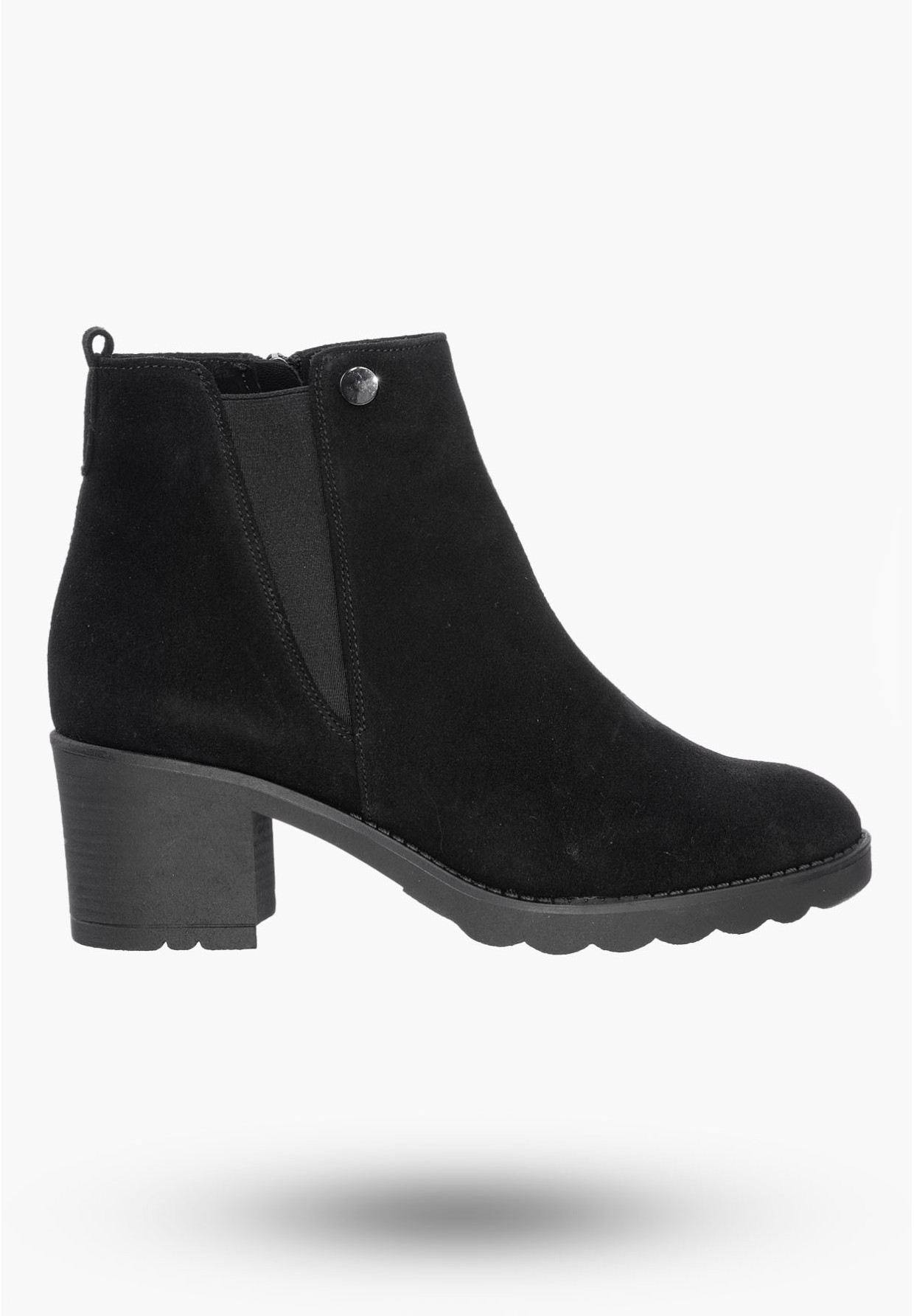 Buty Damskie Botki Na Obcasie Czarne Z Ociepleniem Na Zimę B351