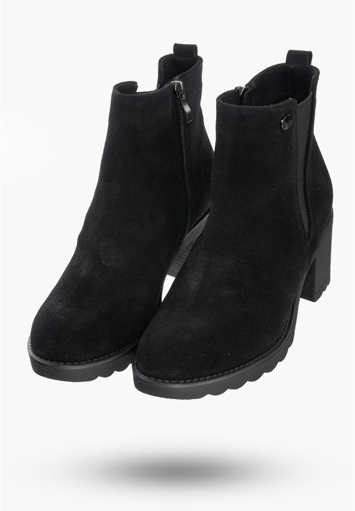 Buty Damskie Botki Na Obcasie Czarne Z Ociepleniem Na Zimę B351