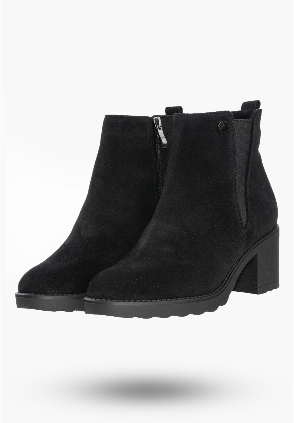 Buty Damskie Botki Na Obcasie Czarne Z Ociepleniem Na Zimę B351