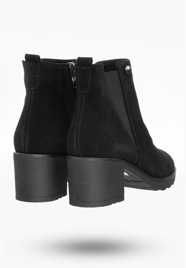 Buty Damskie Botki Na Obcasie Czarne Z Ociepleniem Na Zimę B351