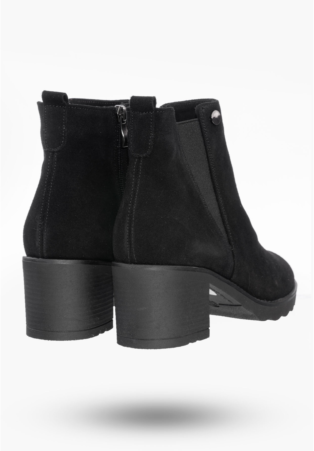 Buty Damskie Botki Na Obcasie Czarne Z Ociepleniem Na Zimę B351
