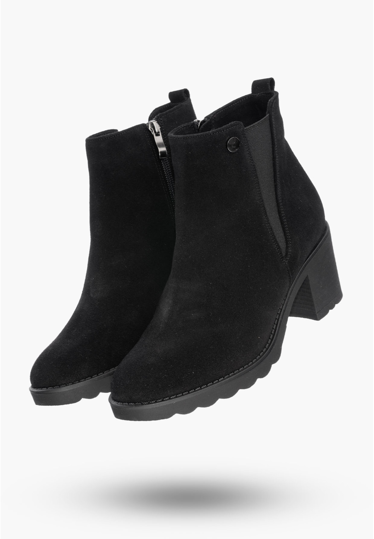 Buty Damskie Botki Na Obcasie Czarne Z Ociepleniem Na Zimę B351