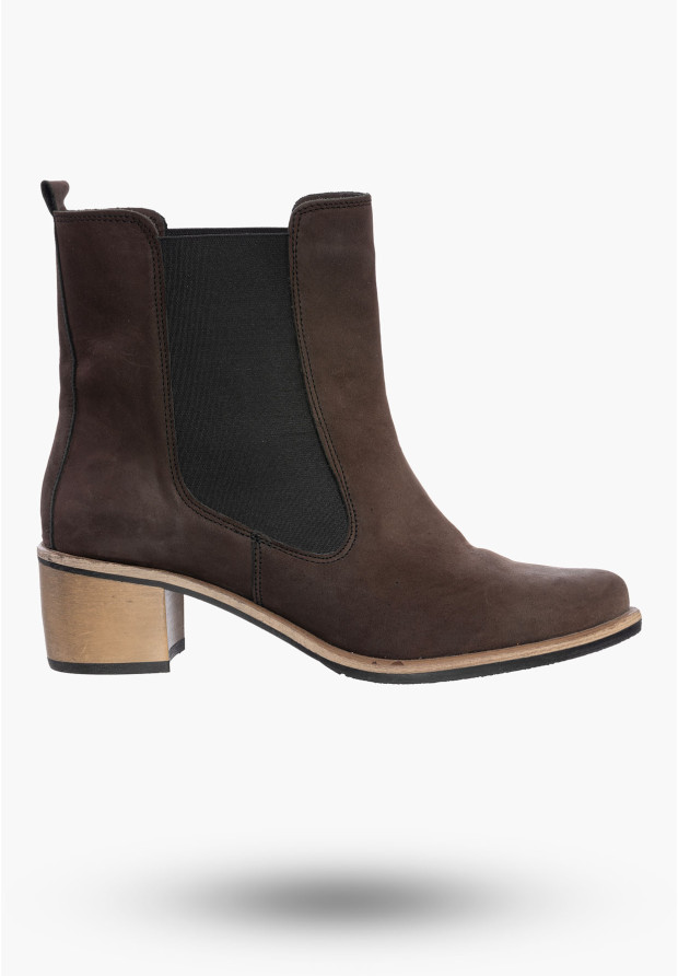 Buty Damskie Botki Ciemny Brąz Ze Skóry Naturalnej Na Zimę Korda 1137
