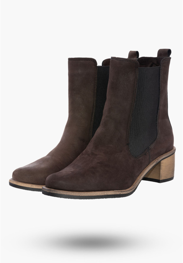 Buty Damskie Botki Ciemny Brąz Ze Skóry Naturalnej Na Zimę Korda 1137