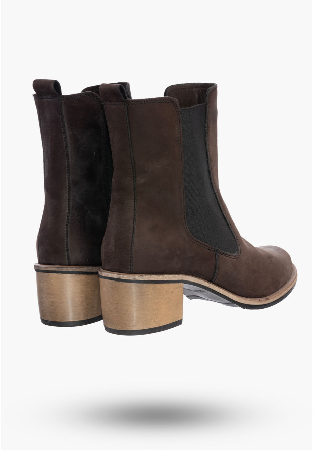 Buty Damskie Botki Ciemny Brąz Ze Skóry Naturalnej Na Zimę Korda 1137