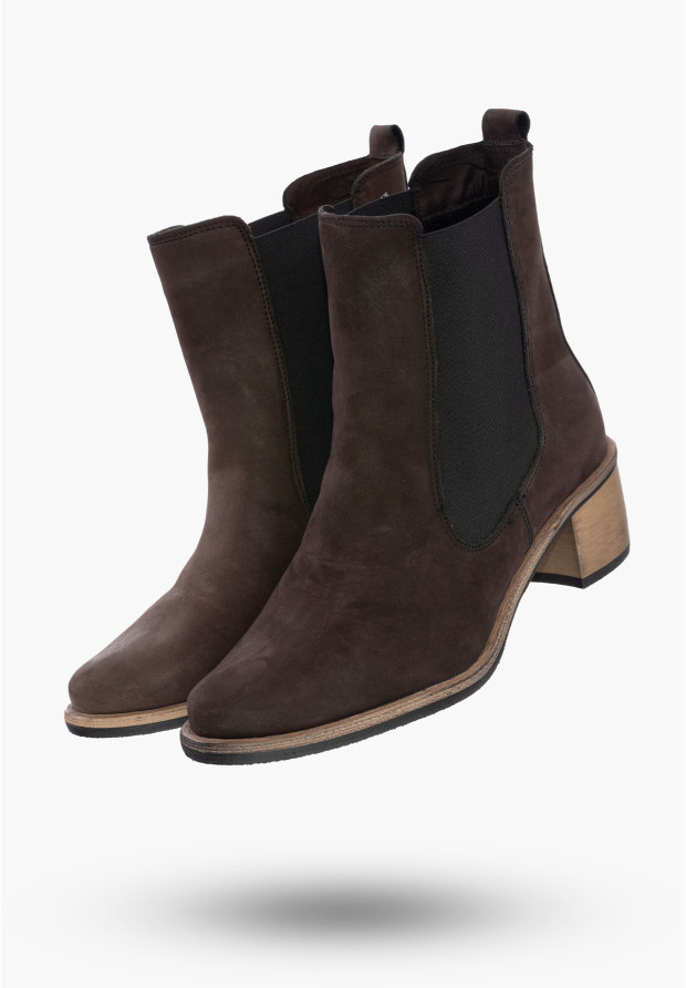 Buty Damskie Botki Ciemny Brąz Ze Skóry Naturalnej Na Zimę Korda 1137
