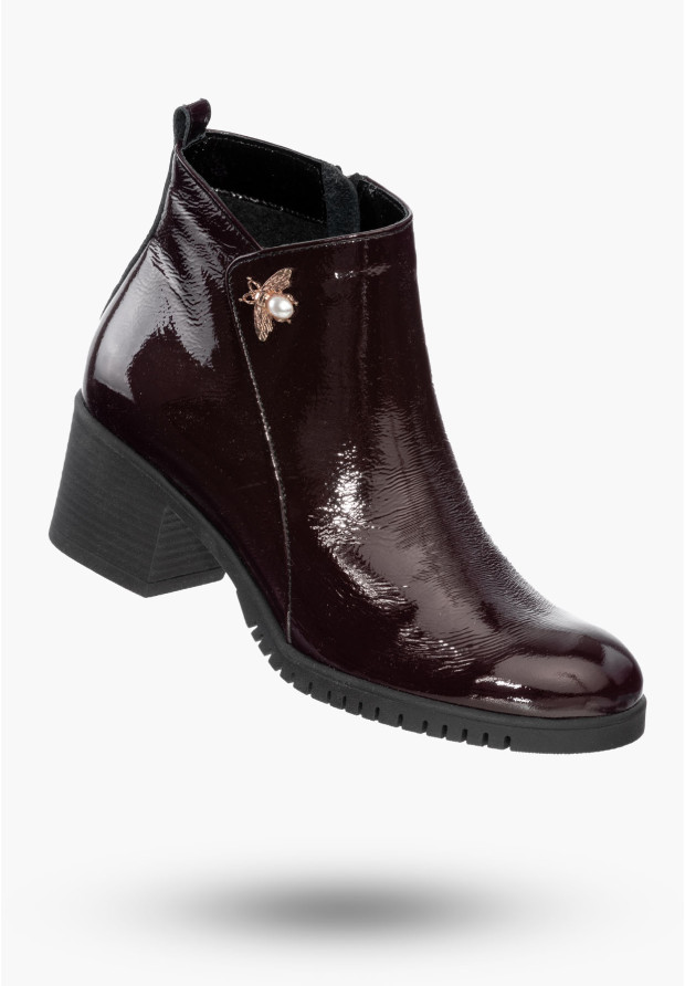 Buty Damskie Botki Bordowe...