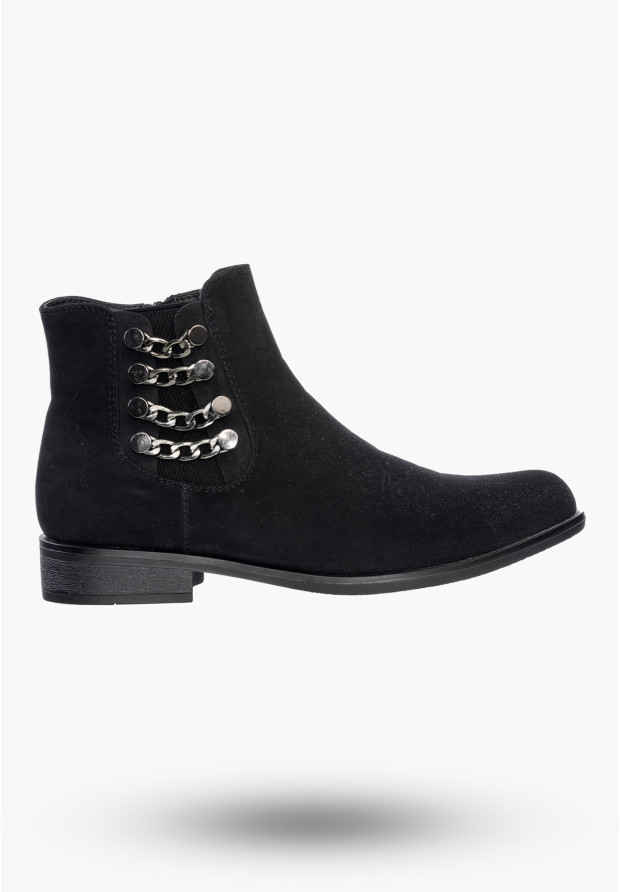 Buty Damskie Botki Stylowe Czarne Z Ociepleniem Na Zimę GD-BM-60