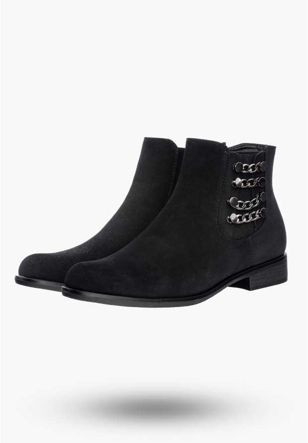 Buty Damskie Botki Stylowe Czarne Z Ociepleniem Na Zimę GD-BM-60
