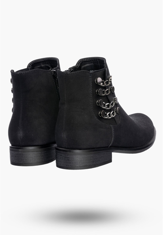 Buty Damskie Botki Stylowe Czarne Z Ociepleniem Na Zimę GD-BM-60