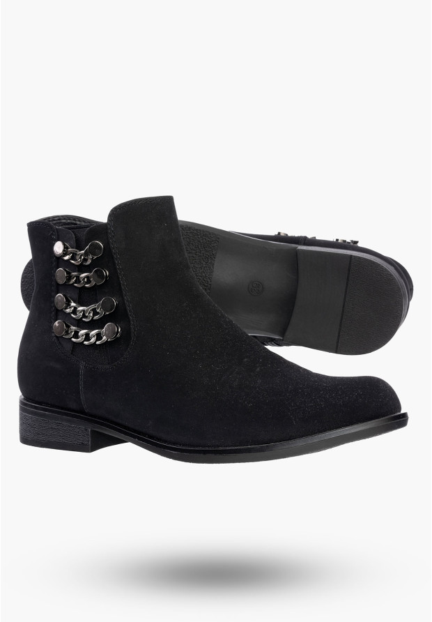 Buty Damskie Botki Stylowe Czarne Z Ociepleniem Na Zimę GD-BM-60