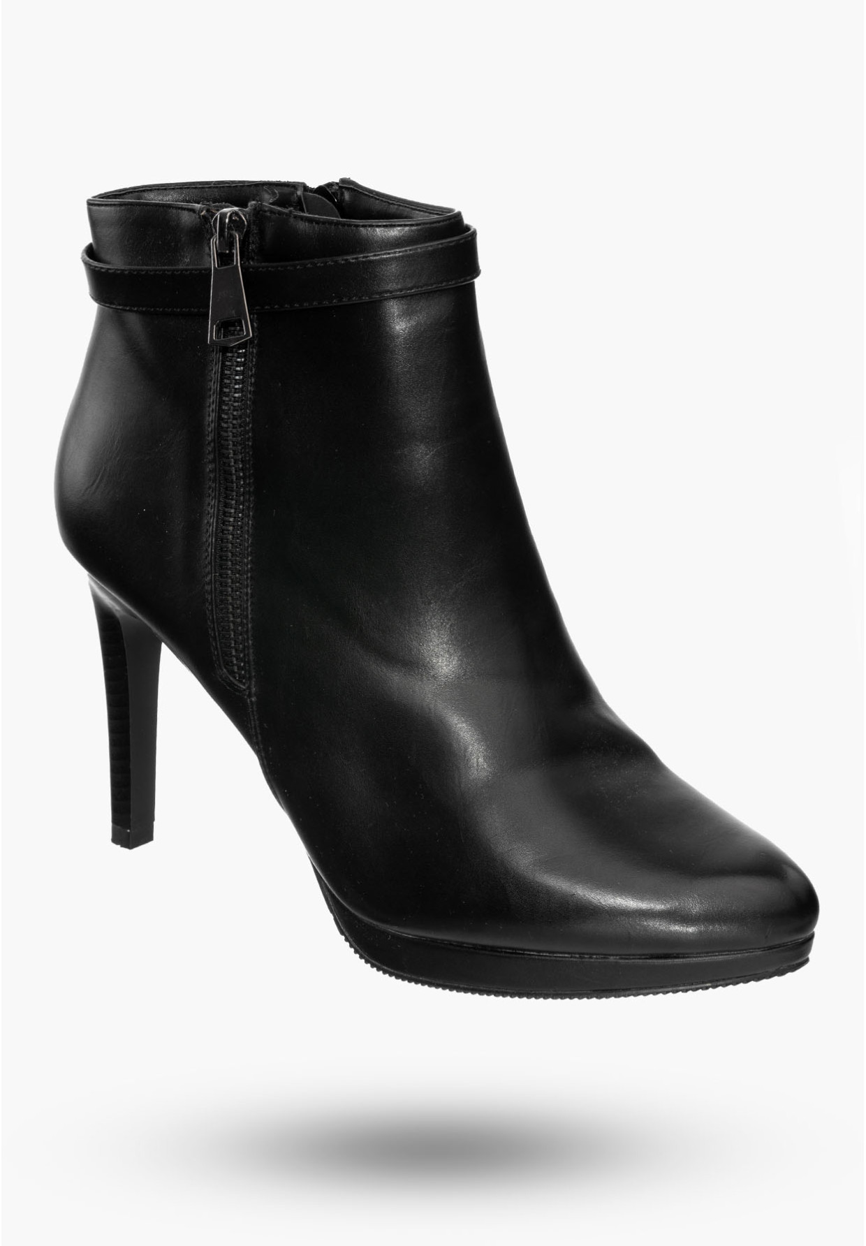 Buty Damskie Botki Czarne Na Wysokim Obcasie Na Zimę 61025