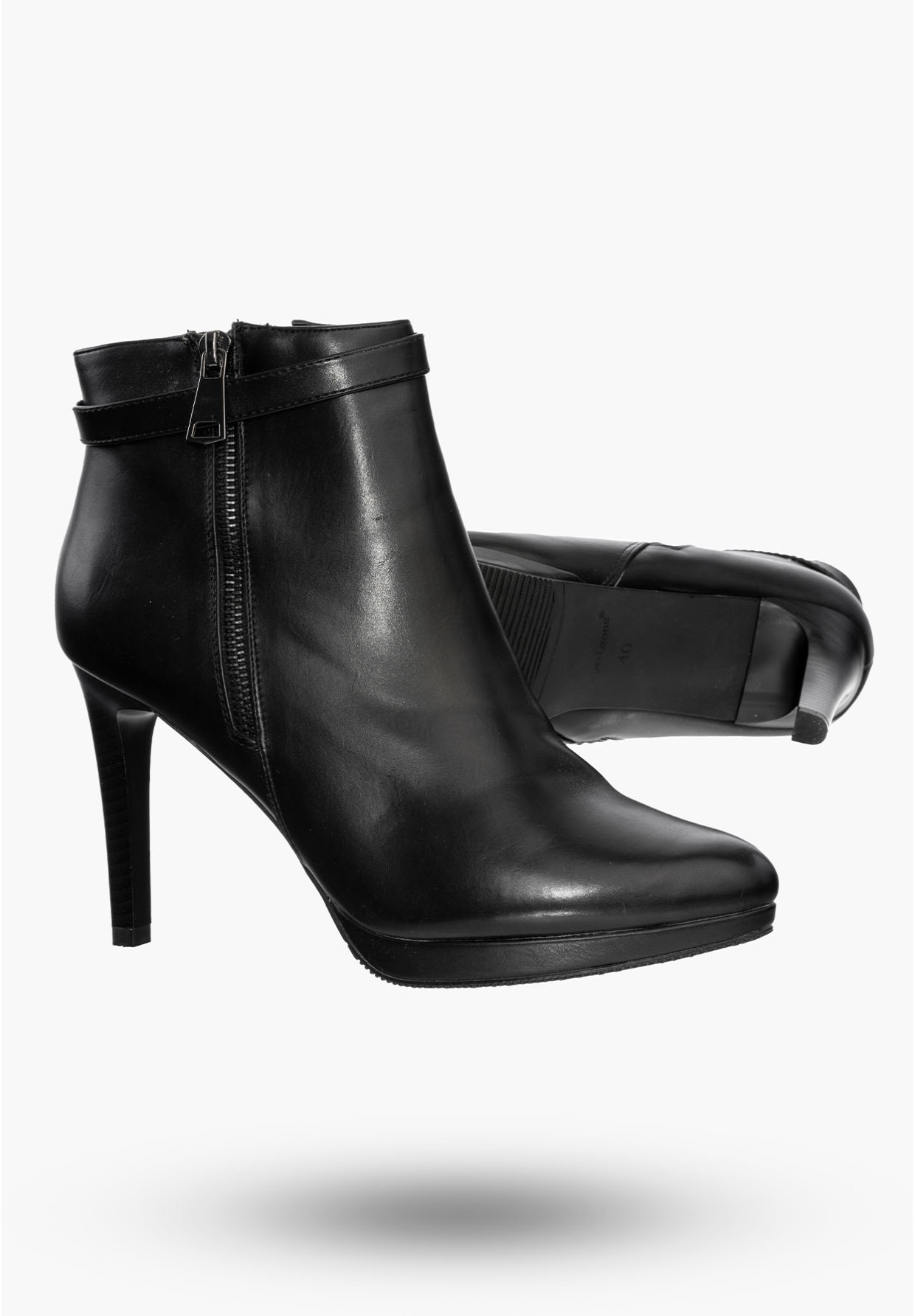 Buty Damskie Botki Czarne Na Wysokim Obcasie Na Zimę 61025