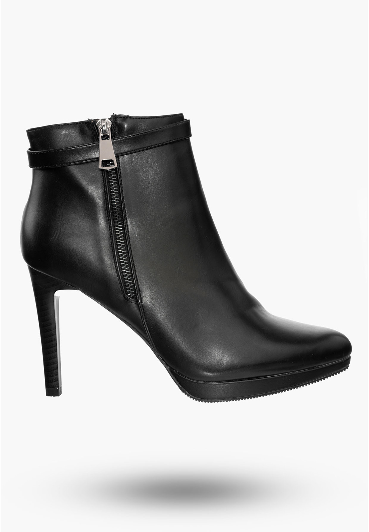 Buty Damskie Botki Czarne Na Wysokim Obcasie Na Zimę 61025