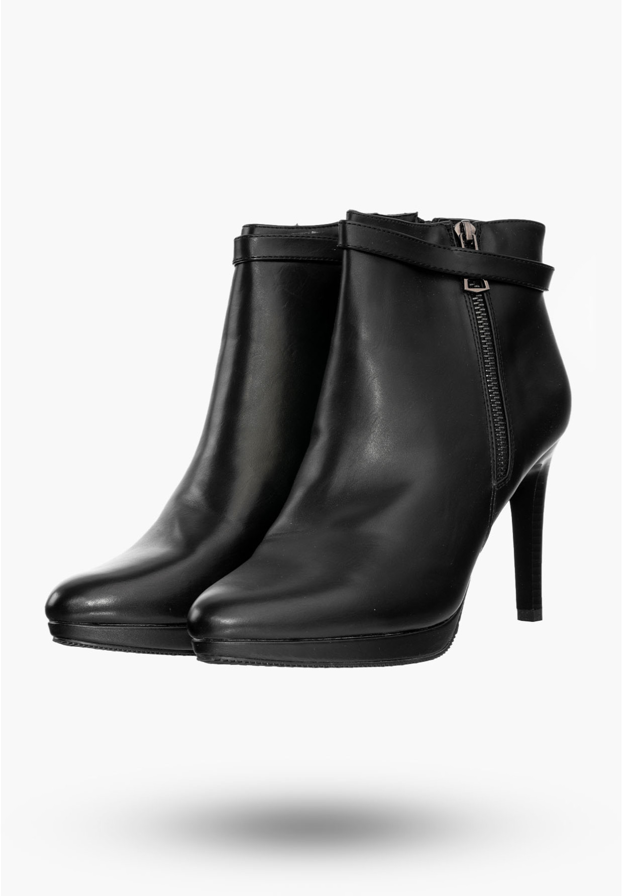 Buty Damskie Botki Czarne Na Wysokim Obcasie Na Zimę 61025