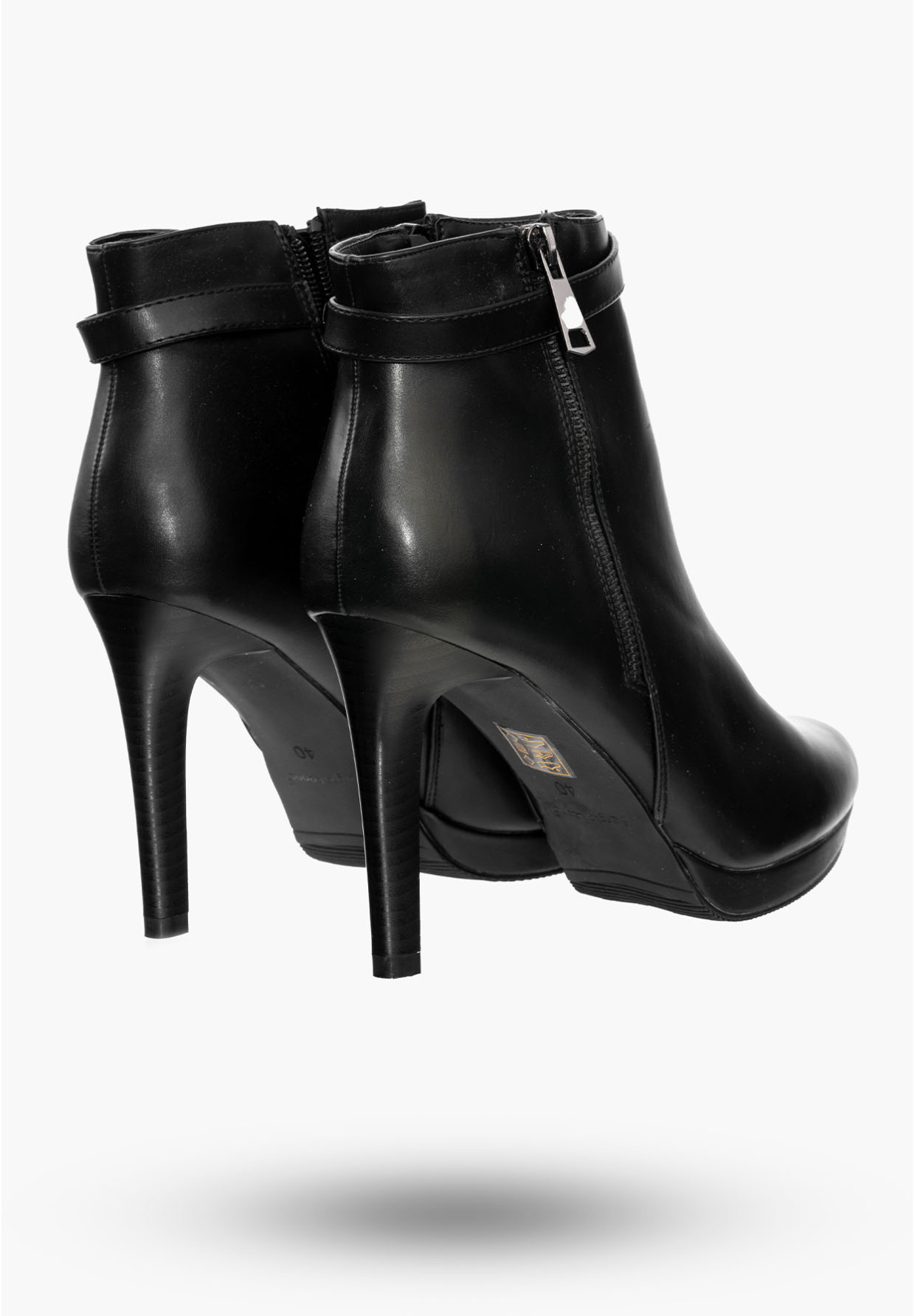 Buty Damskie Botki Czarne Na Wysokim Obcasie Na Zimę 61025
