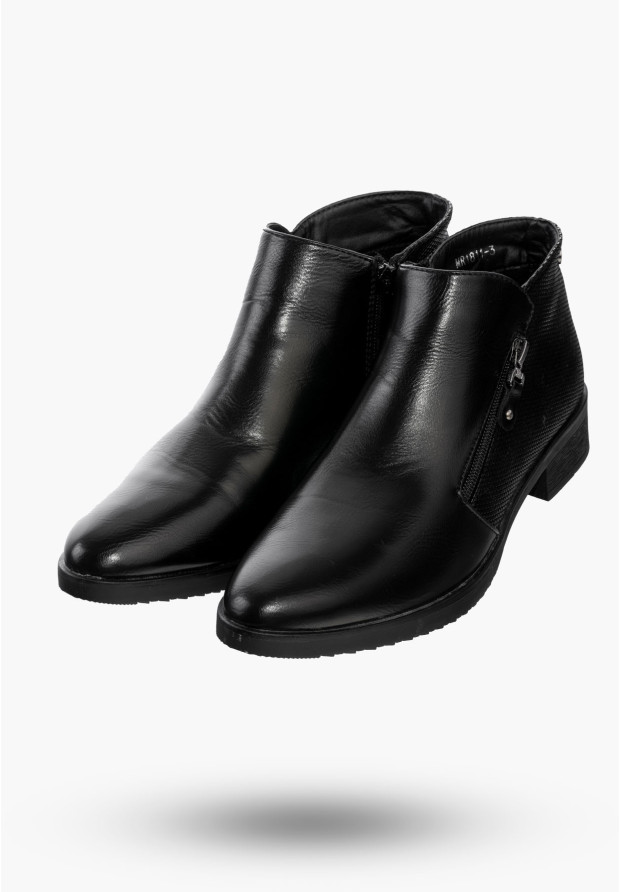 Buty Damskie Botki Czarne Ocieplane Eleganckie Na Zimę MR1811-3