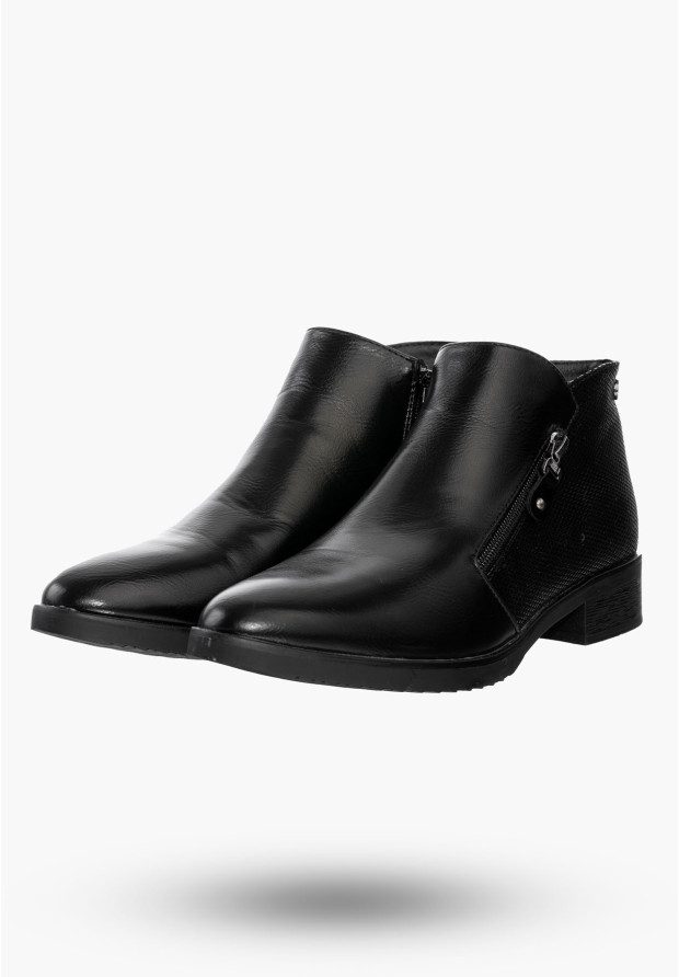 Buty Damskie Botki Czarne Ocieplane Eleganckie Na Zimę MR1811-3