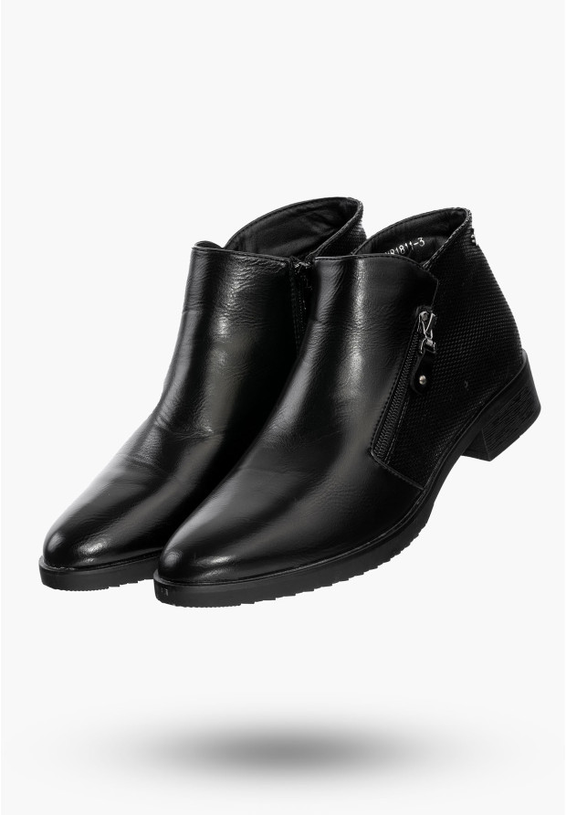 Buty Damskie Botki Czarne Ocieplane Eleganckie Na Zimę MR1811-3