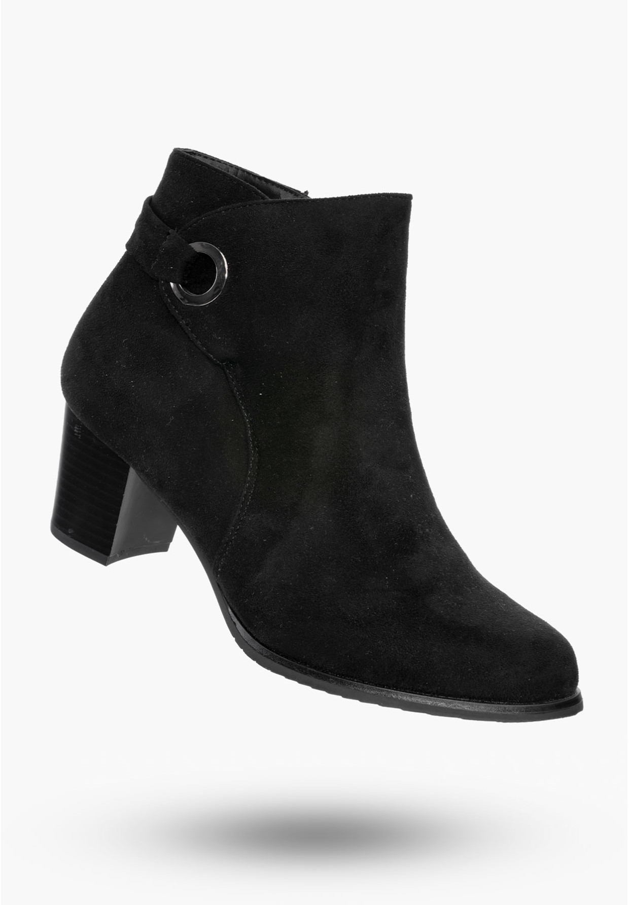 Buty Damskie Botki Czarne Na Słupku Zamszowe Na Zimę GD-BM-101