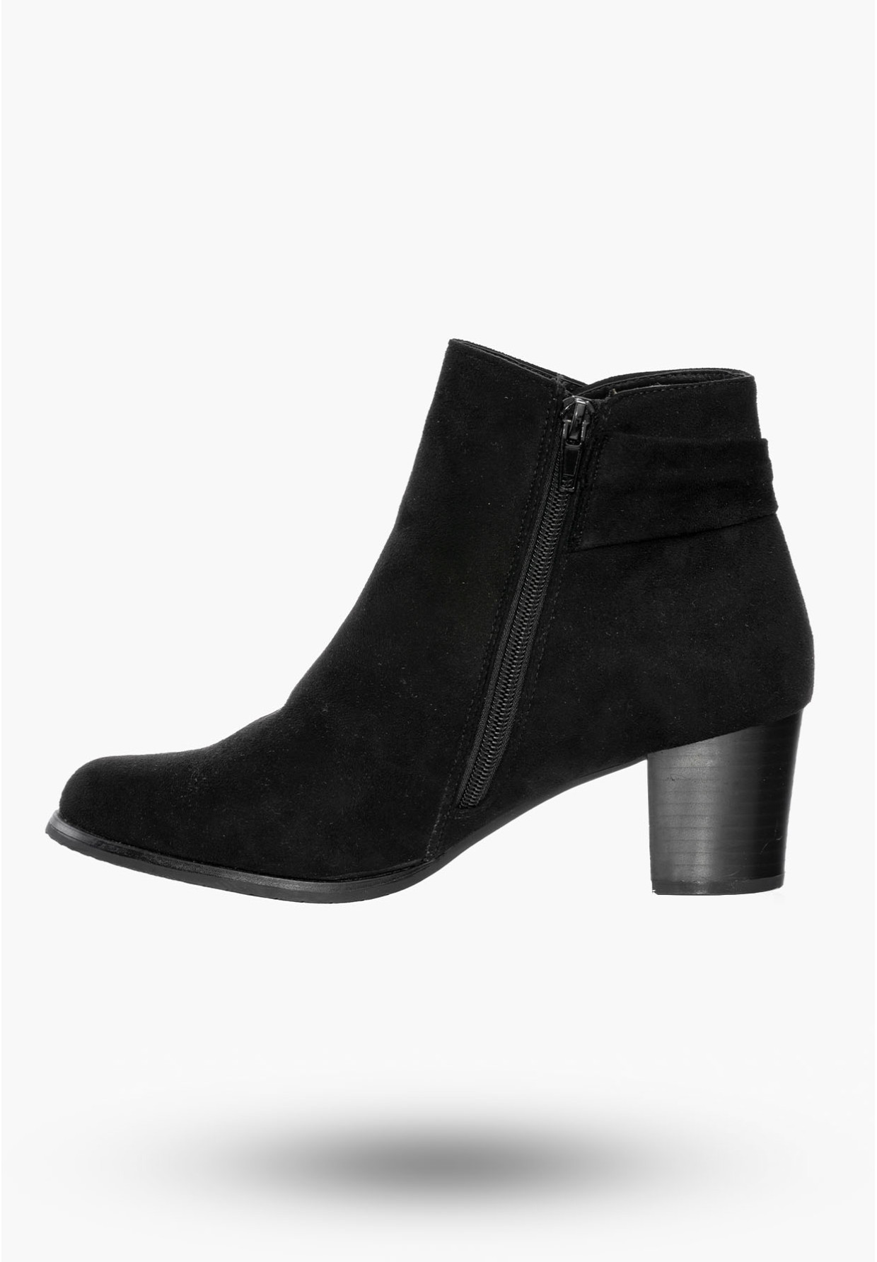 Buty Damskie Botki Czarne Na Słupku Zamszowe Na Zimę GD-BM-101