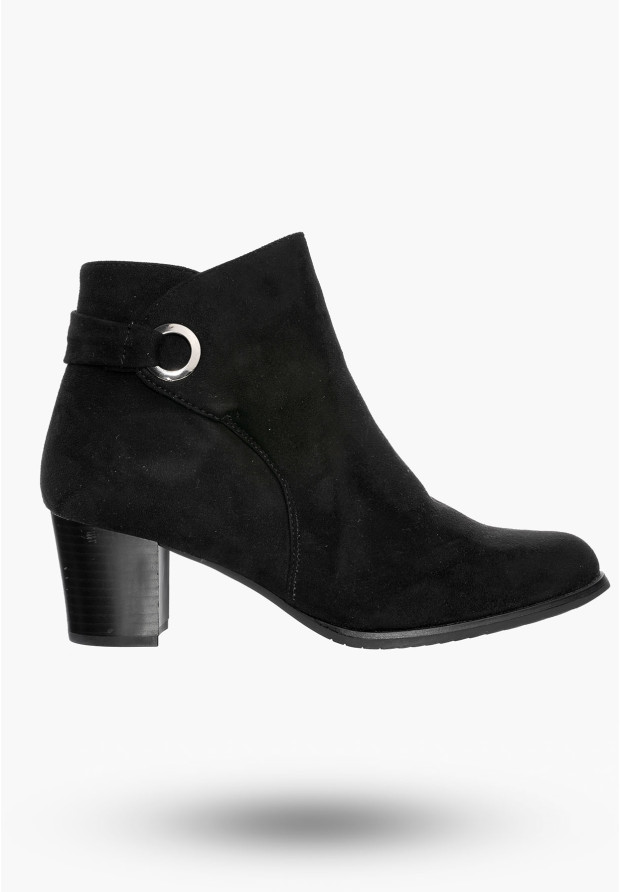 Buty Damskie Botki Czarne Na Słupku Zamszowe Na Zimę GD-BM-101