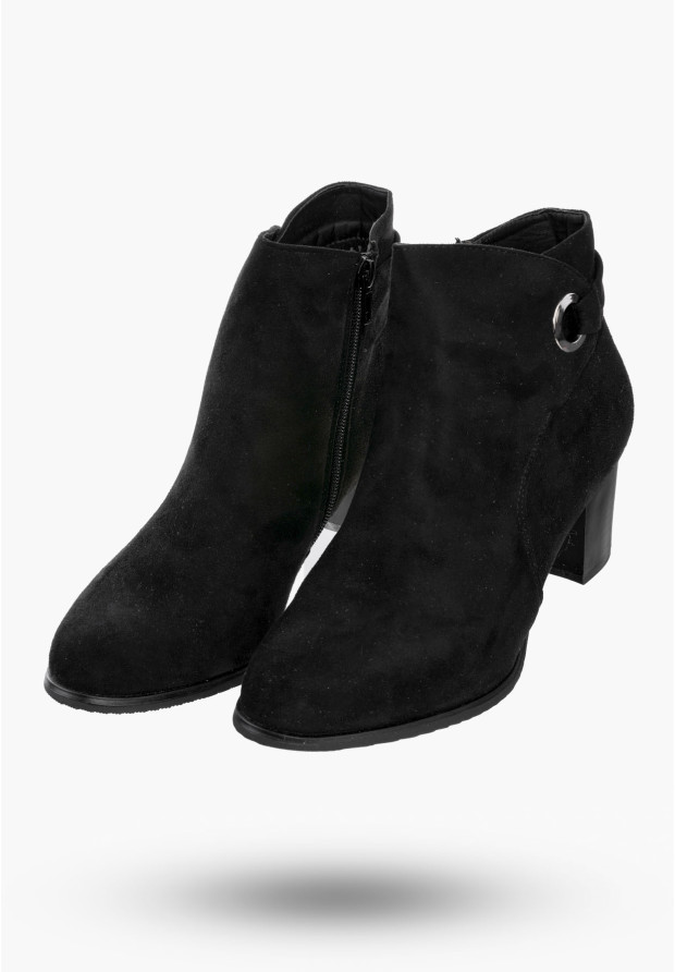 Buty Damskie Botki Czarne Na Słupku Zamszowe Na Zimę GD-BM-101