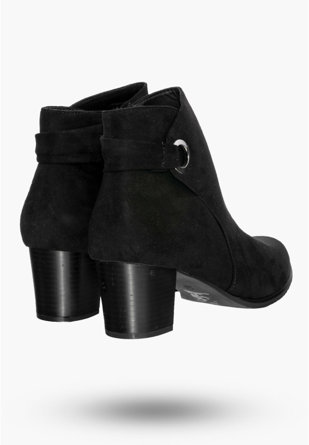 Buty Damskie Botki Czarne Na Słupku Zamszowe Na Zimę GD-BM-101