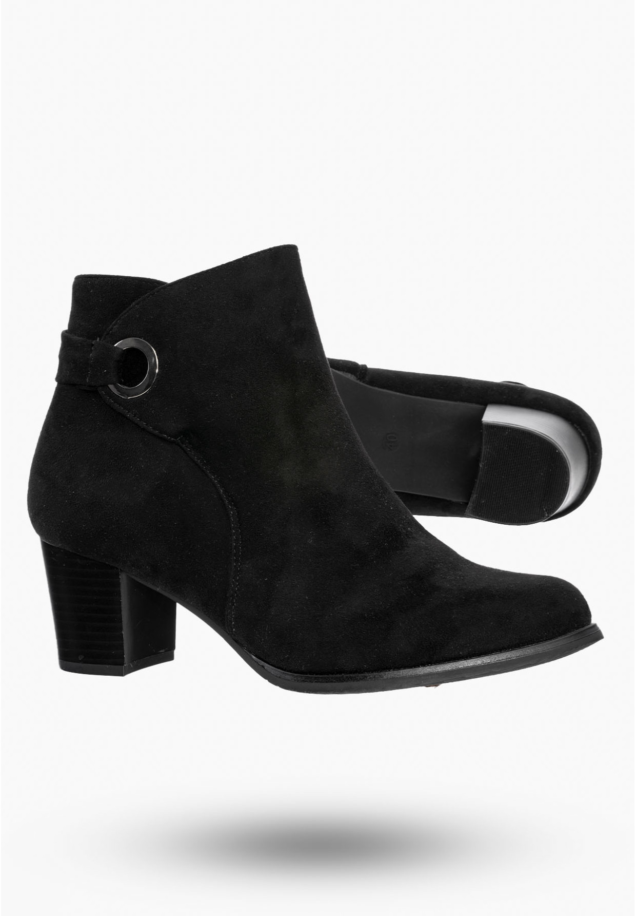 Buty Damskie Botki Czarne Na Słupku Zamszowe Na Zimę GD-BM-101