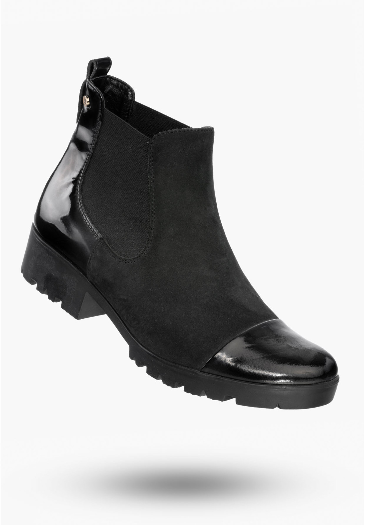 Buty Damskie Botki Czarne ze skóry naturalnej Na Zimę 844