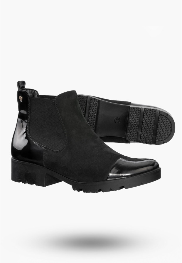 Buty Damskie Botki Czarne ze skóry naturalnej Na Zimę 844