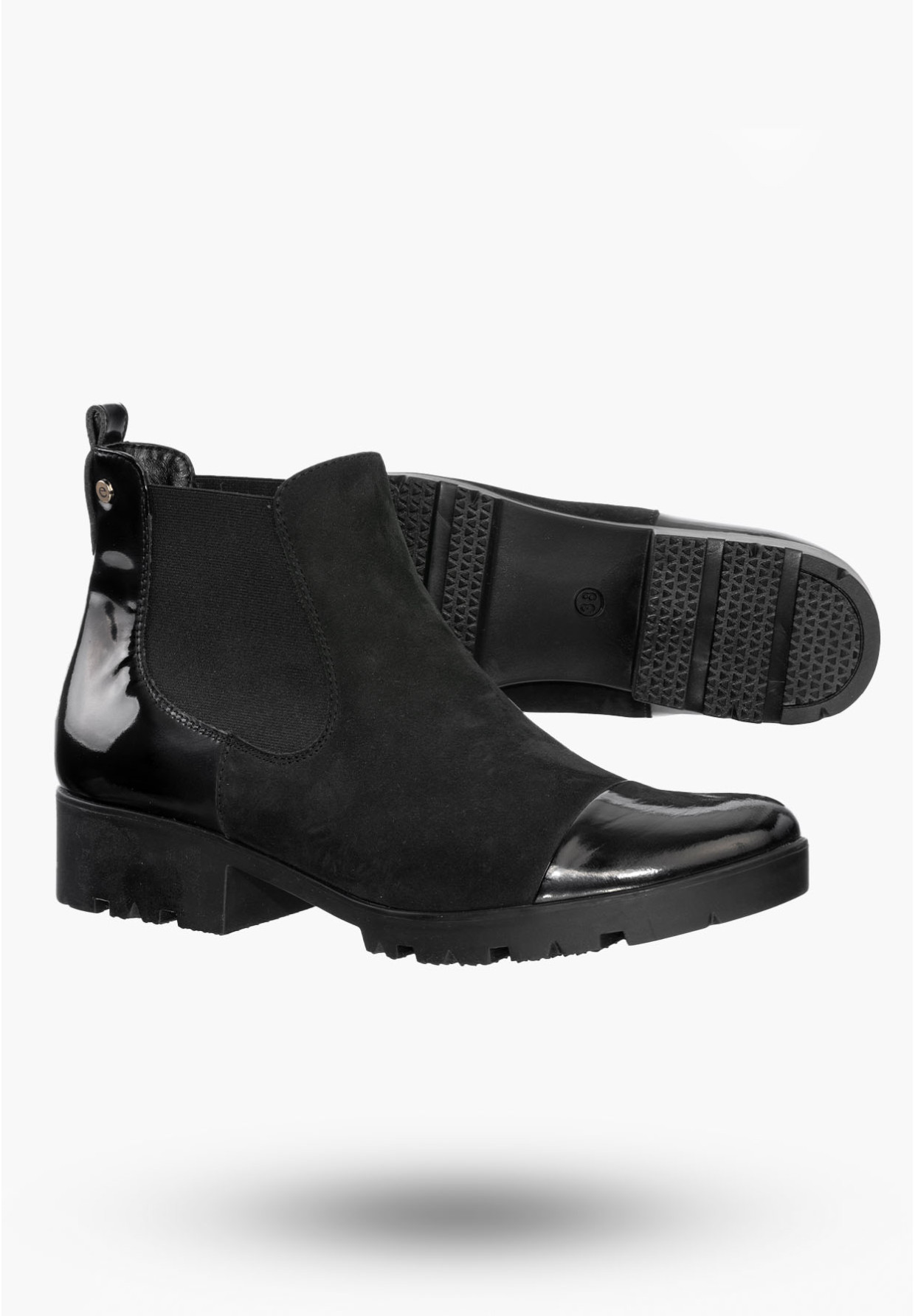 Buty Damskie Botki Czarne ze skóry naturalnej Na Zimę 844